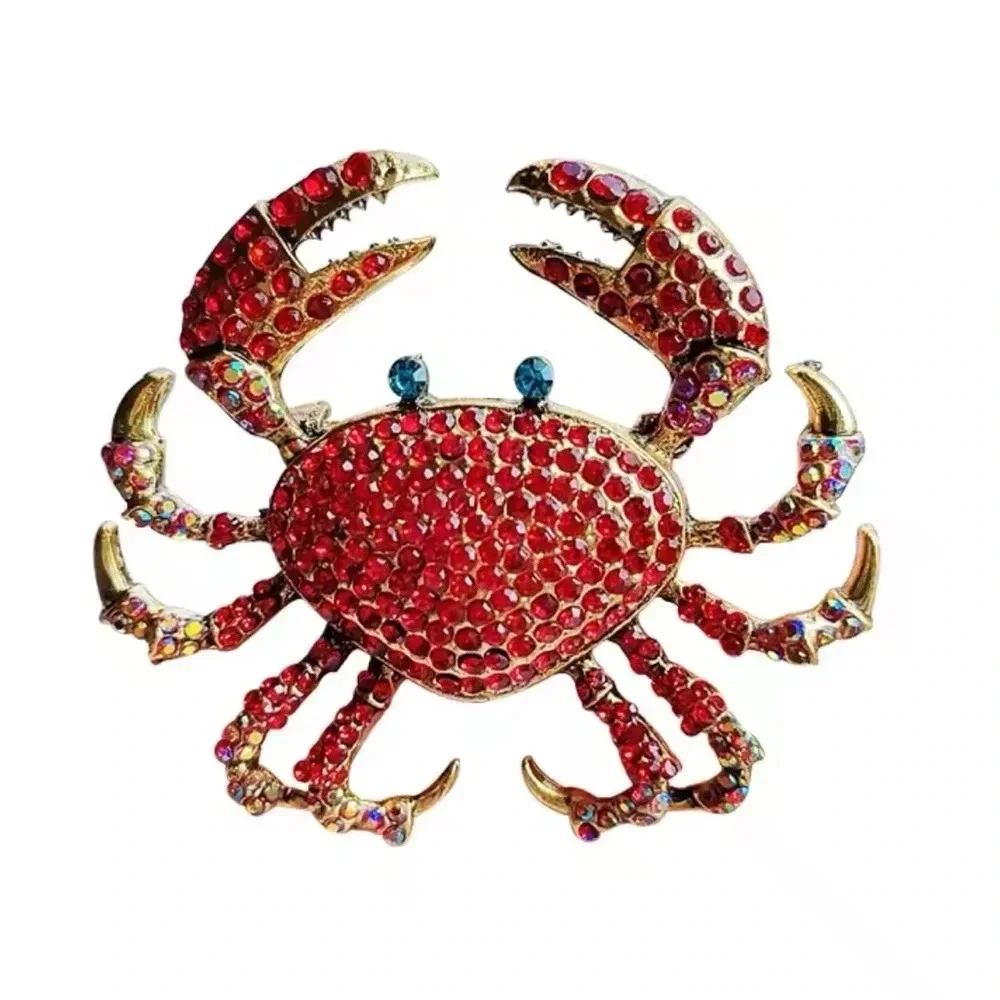 Red Crystal Crab Brooch